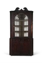 A CHIPPENDALE EBONISED AND STAINED HARDWOOD CORNER CABINET, PHILADEPHIA, CIRCA 1800,