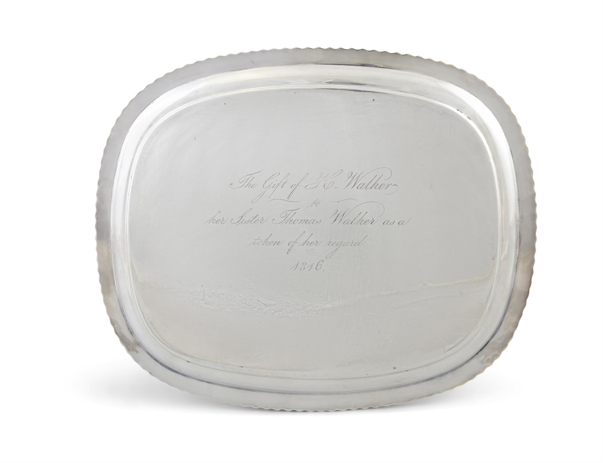A GEORGE III SILVER CARD TRAY, Sheffield, c.1816, mark probably of John Watson & Son, - Image 2 of 2