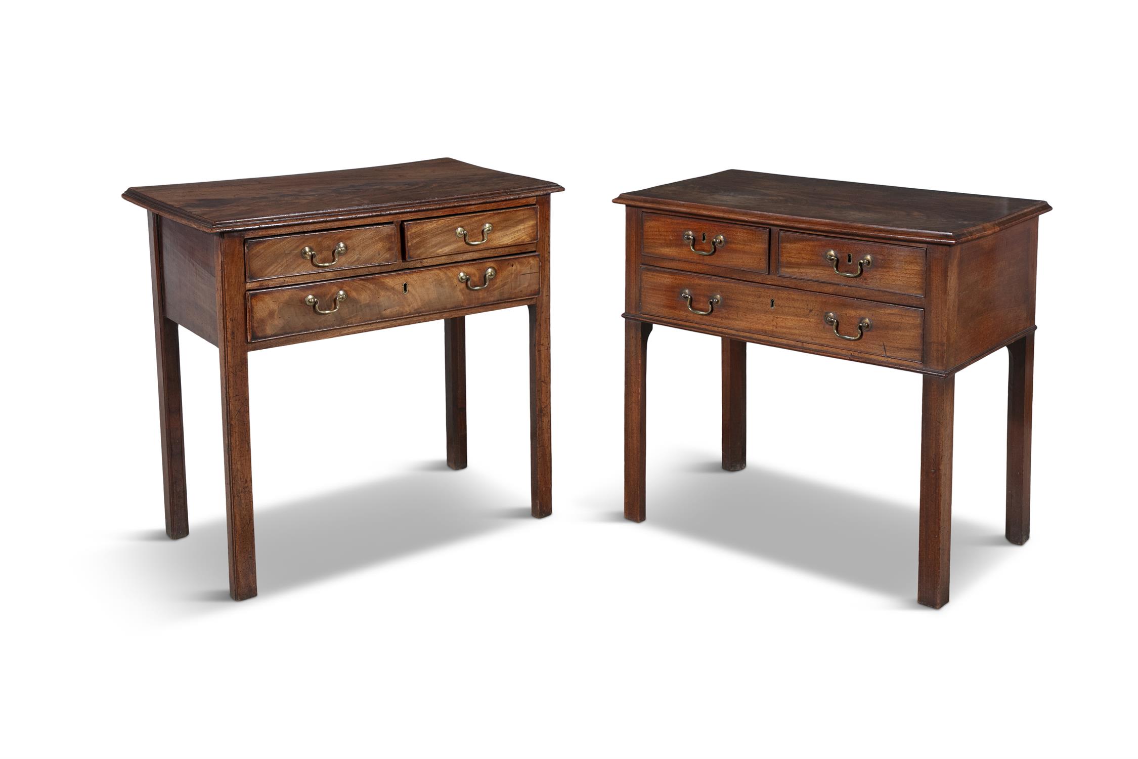 TWO GEORGE III MAHOGANY RECTANGULAR LOWBOYS, the overhanging tops with moulded rim, - Image 2 of 17