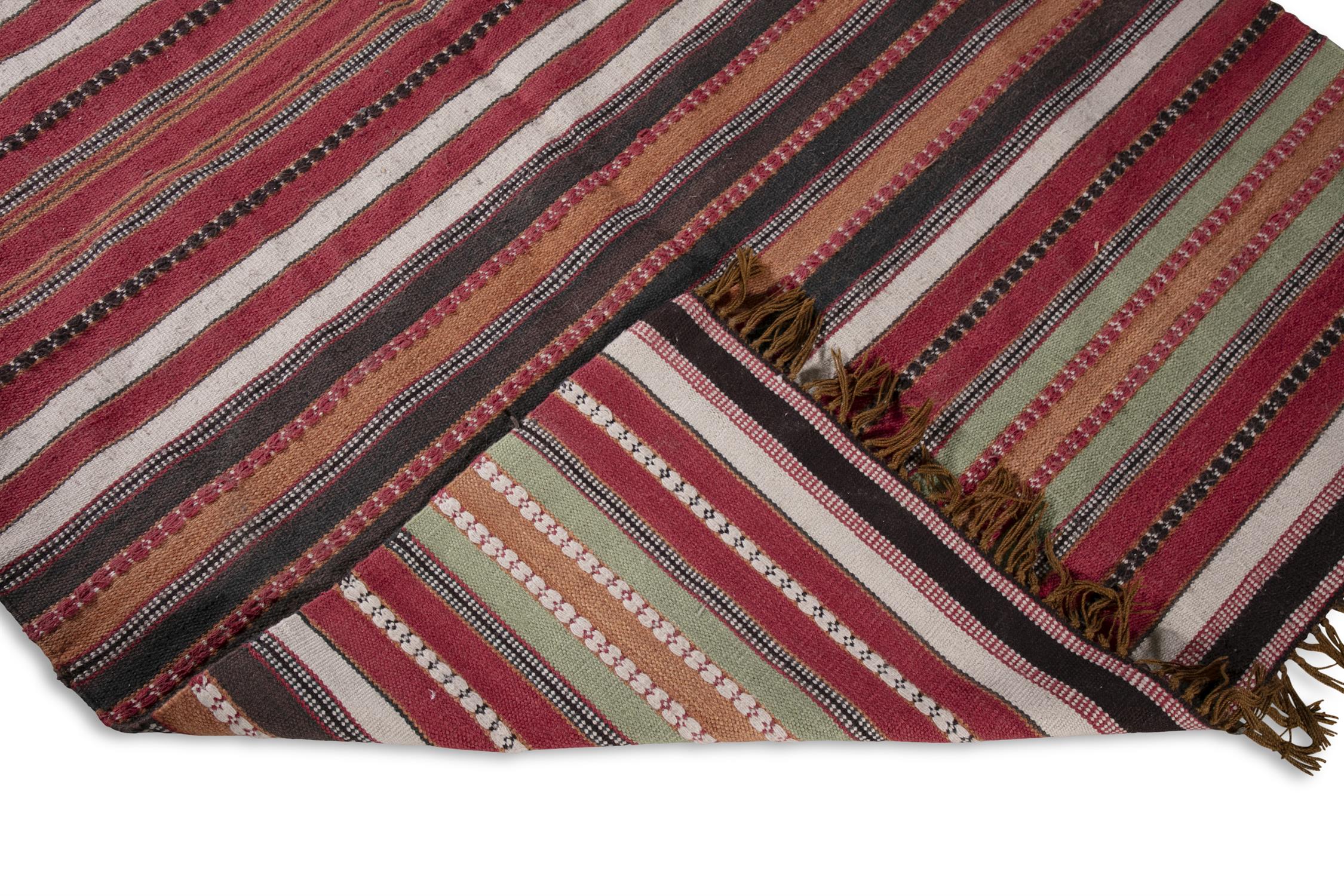 AN OLD KONYA KILIM, S.W. TURKEY, CA 1960, 250 x 150cm woven with horizontal stripes in red, - Image 2 of 4
