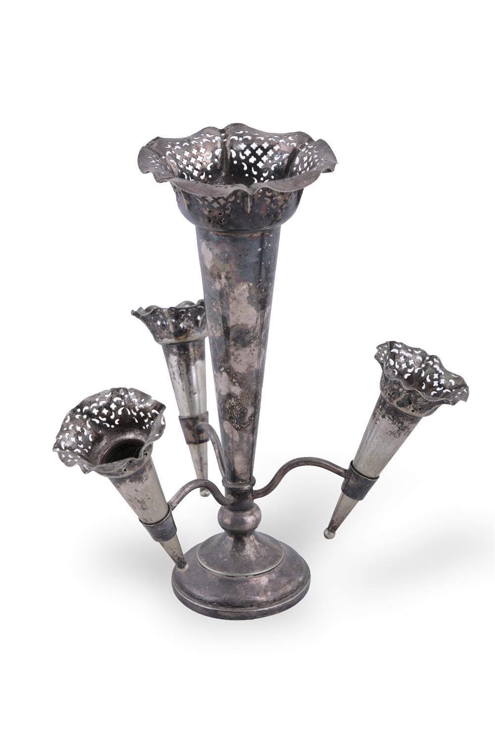 AN ASSORTED COLLECTION OF SILVERPLATED WARES, including a 19th century epergne, serving trays, - Image 2 of 4