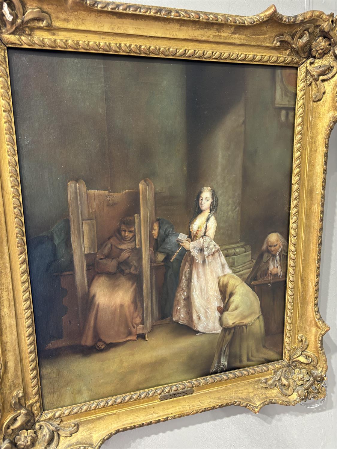 AFTER PIETRO LONGHI (1701-1785) The Confessional Oil on canvas, 62 x 50.5cm - Image 6 of 9