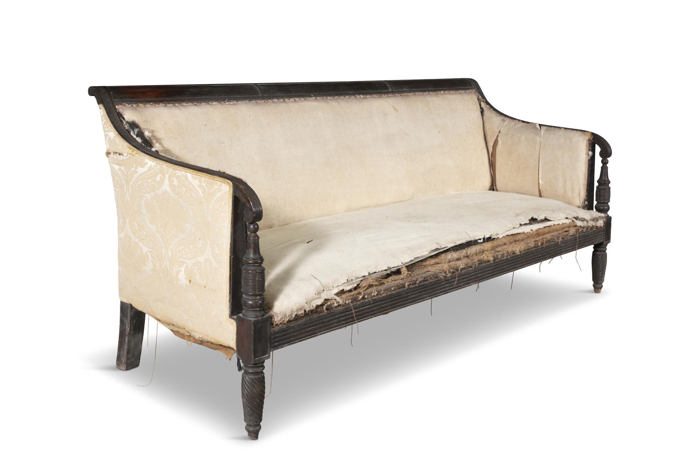 A FEDERAL MAHOGANY SOFA, PENNSYLVANIA, C.1790, the scroll back with downswept reeded arms - Image 2 of 10