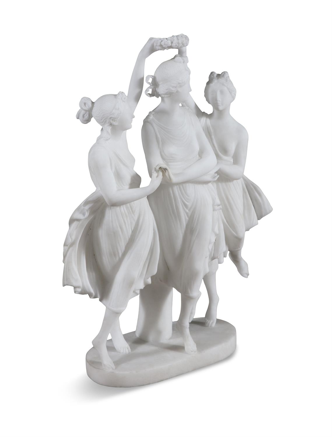 AFTER ANTONIO CANOVA, The Three Graces Modelled as three classical ladies linked in a dancing - Image 2 of 21