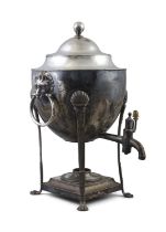 A SILVER PLATED SAMOVAR detachable cover with a domed top and spherical finial,