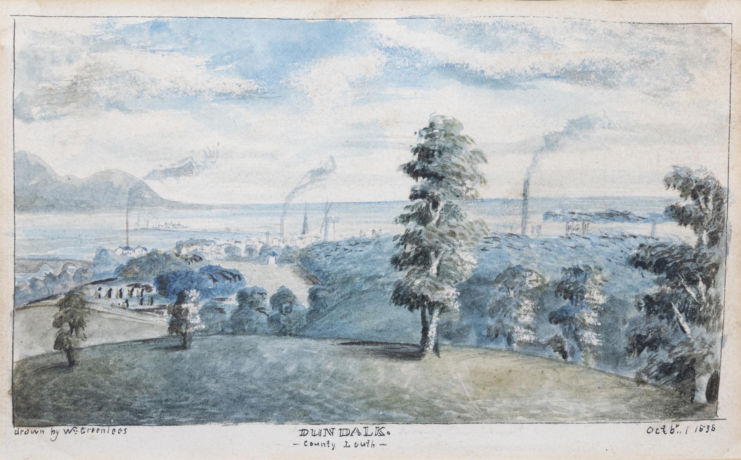 WILLIAM GREENLEES, 19TH CENTURY A View of Dundalk, Co. Louth Watercolour, 11 x 18 Signed, - Image 2 of 11