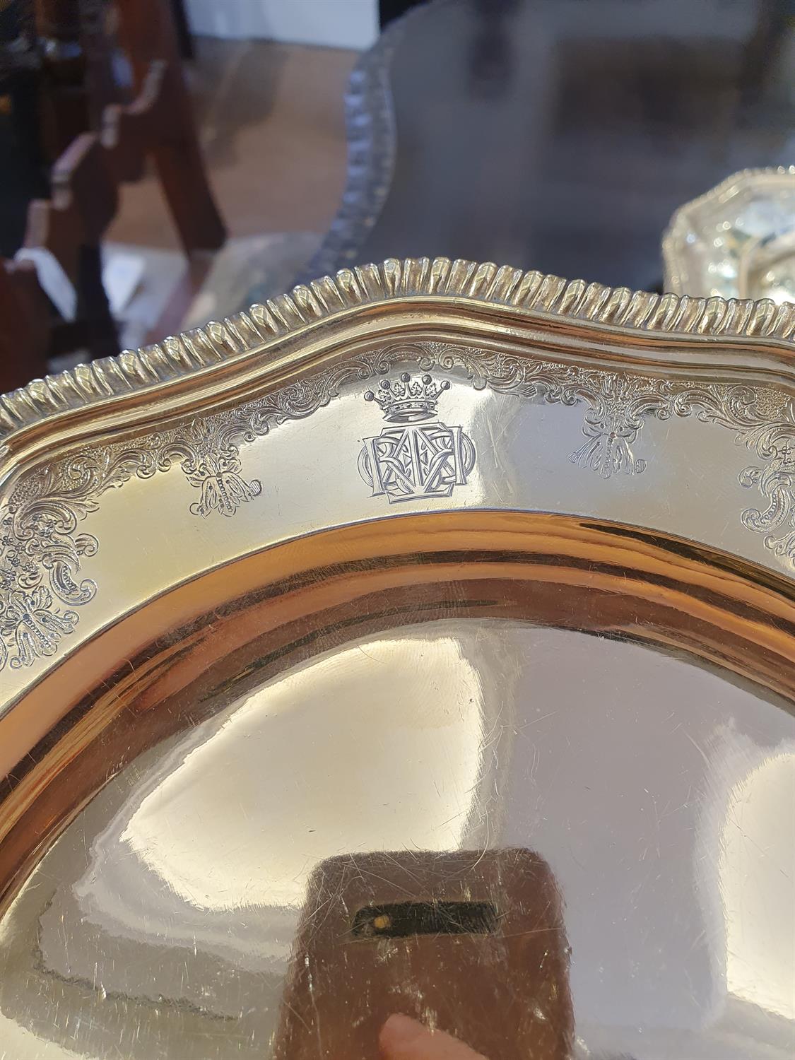A SET OF FOUR GEORGE II SILVER GILT DINNER PLATES, London 1729, of shaped circular form, - Image 15 of 21