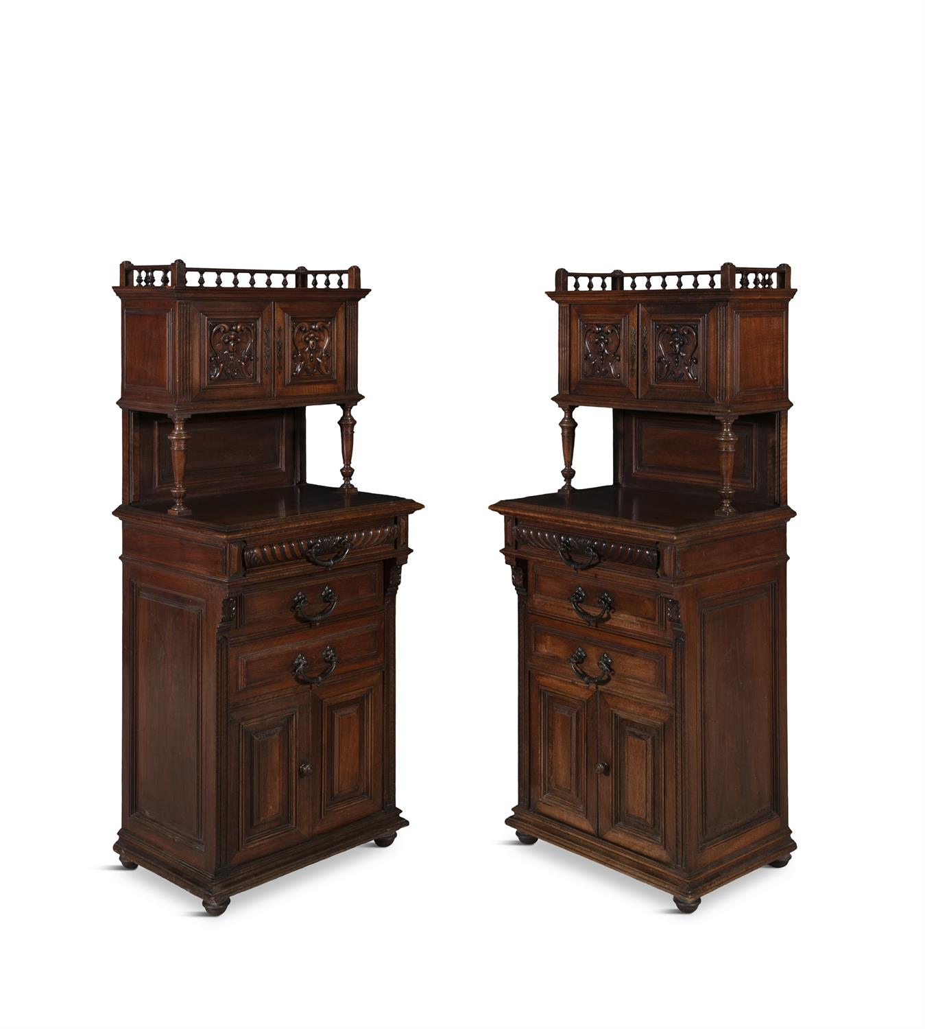 A PAIR OF 19TH CENTURY FRENCH CARVED WALNUT SIDE CABINETS BY C.H. JEANSELME & CO. (PARIS), C. - Image 2 of 5