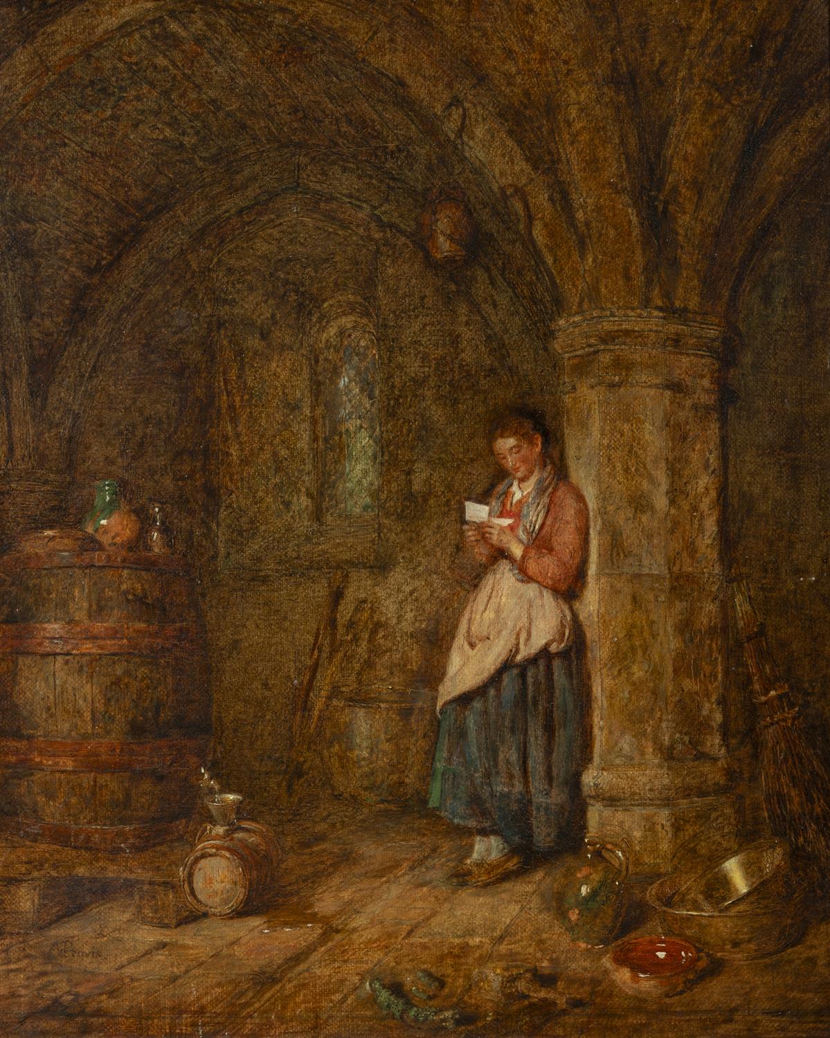ALFRED PROVIS (1843-1886) ‘The Letter’ Oil on canvas 33.5x 28 cm Signed lower left - Image 2 of 4
