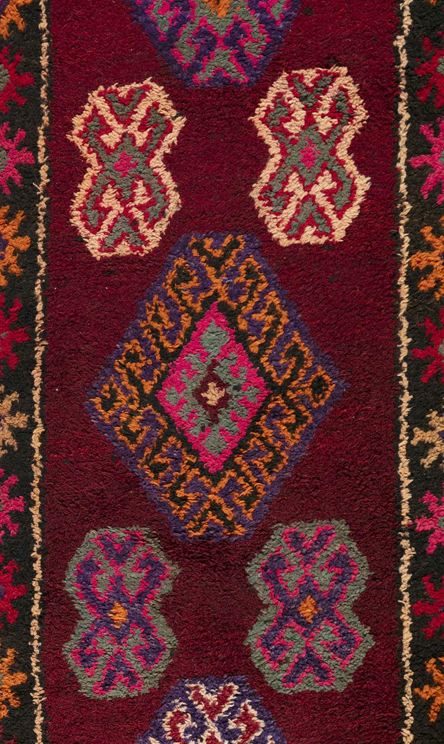 A WOOL RUNNER, IRAN, C.1970s, 434 x 92cm the central field woven with geometric motifs and - Image 3 of 4