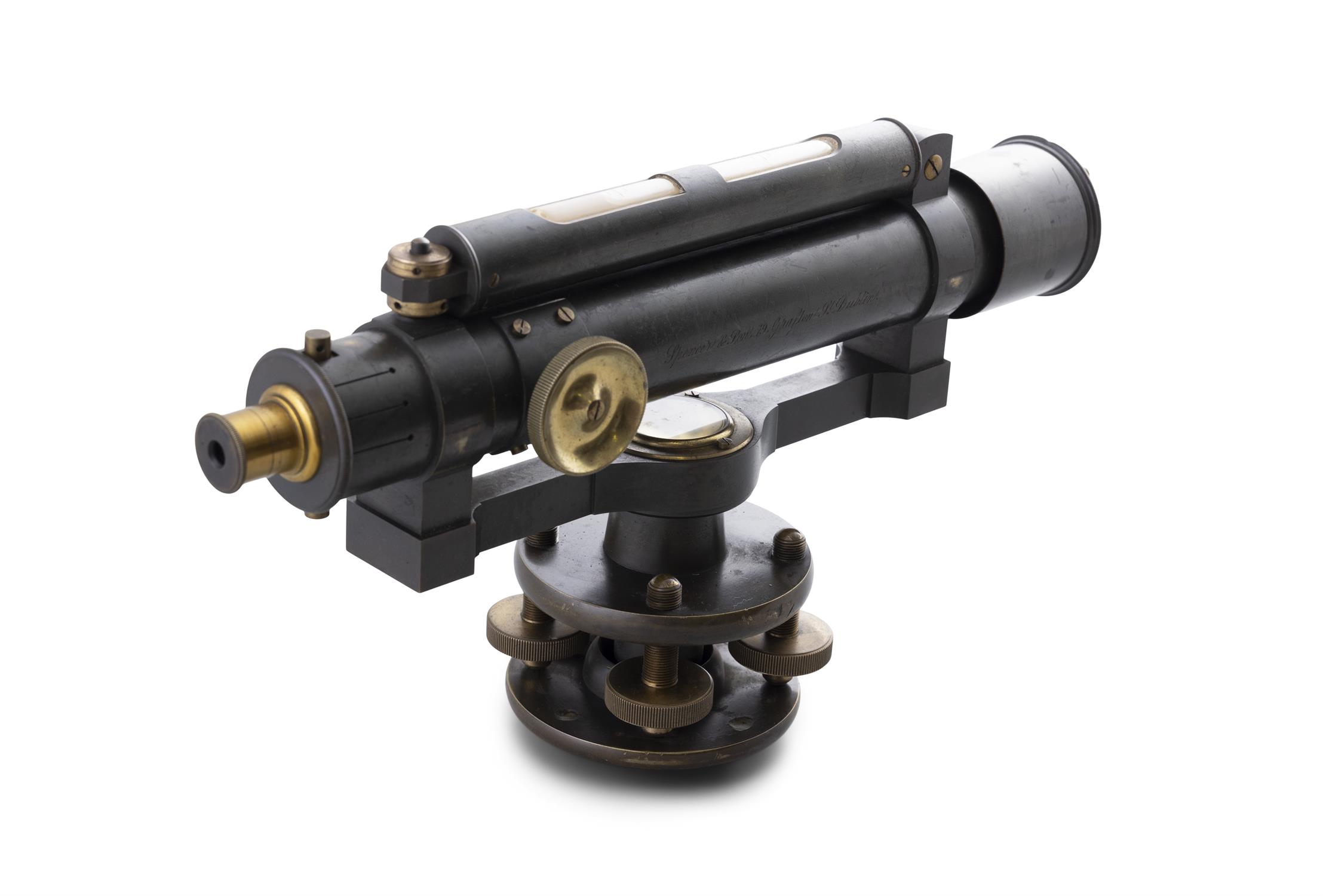 A THEODOLITE BY SPENCER & SONS, 29 GRAFTON STREET, DUBLIN, 19TH CENTURY contained in a fitted - Image 4 of 8