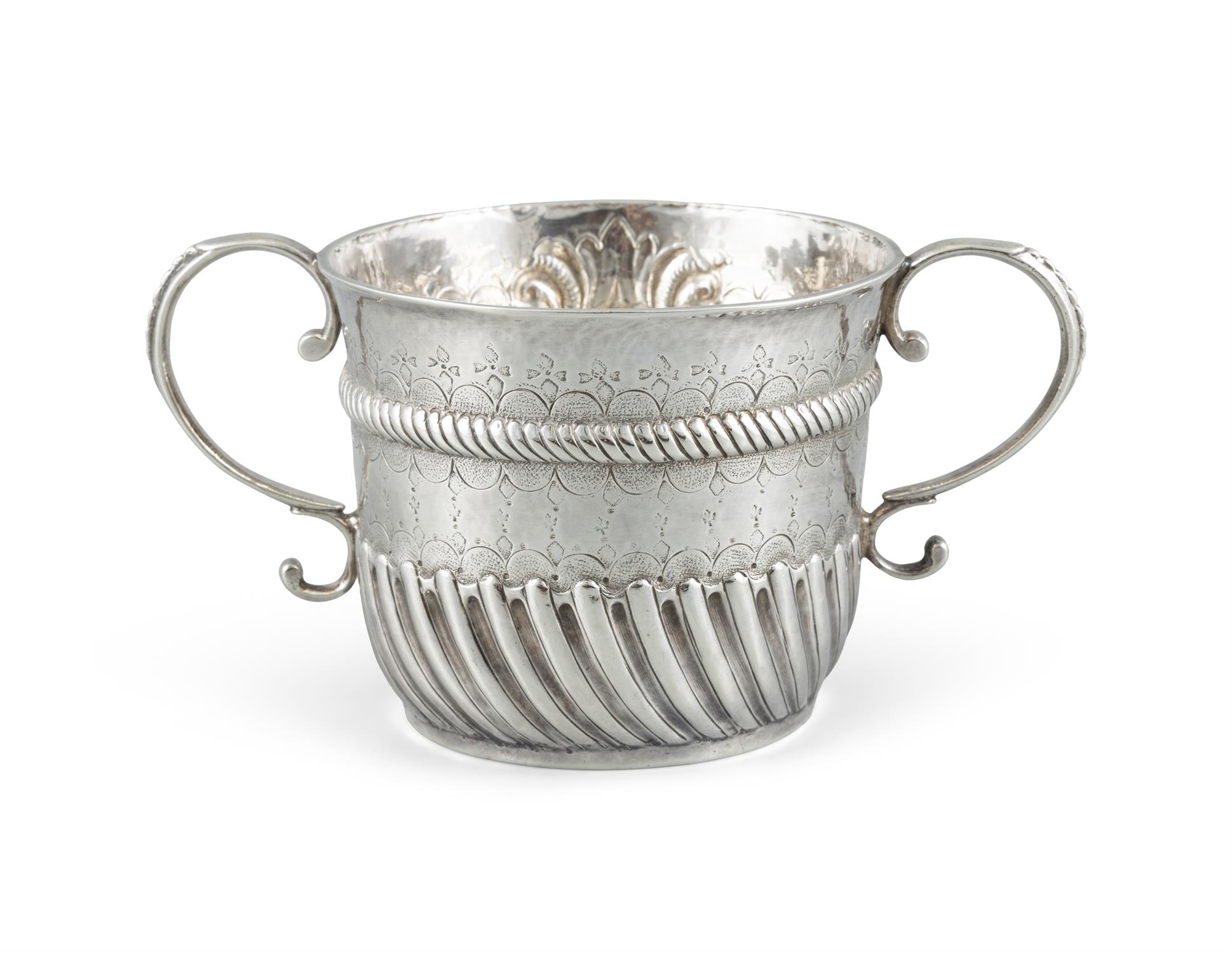 A QUEEN ANNE SILVER TWO-HANDLED PORRINGER, London 1703, mark possibly that of John Cowsey, - Image 2 of 2