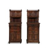 A PAIR OF 19TH CENTURY FRENCH CARVED WALNUT SIDE CABINETS BY C.H. JEANSELME & CO. (PARIS), C.