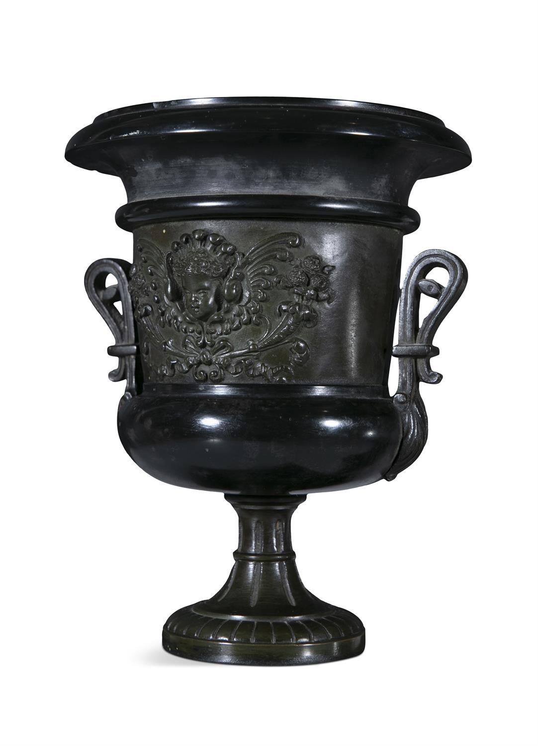A PAIR OF LATE VICTORIAN BRONZED BLACK MARBLE URNS OF CLASSICAL FORM, 36.5cm high - Image 3 of 3