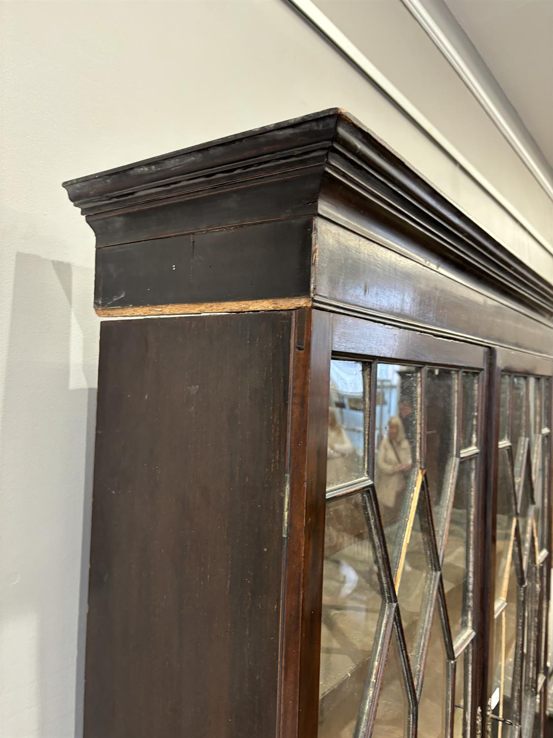 A GEORGE III MAHOGANY TWO-DOOR BOOKCASE, the rectangular top with cavetto cornice over twin - Image 7 of 11