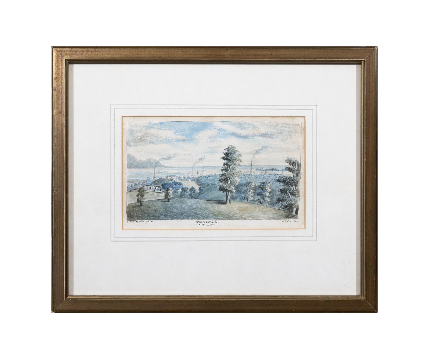 WILLIAM GREENLEES, 19TH CENTURY A View of Dundalk, Co. Louth Watercolour, 11 x 18 Signed,