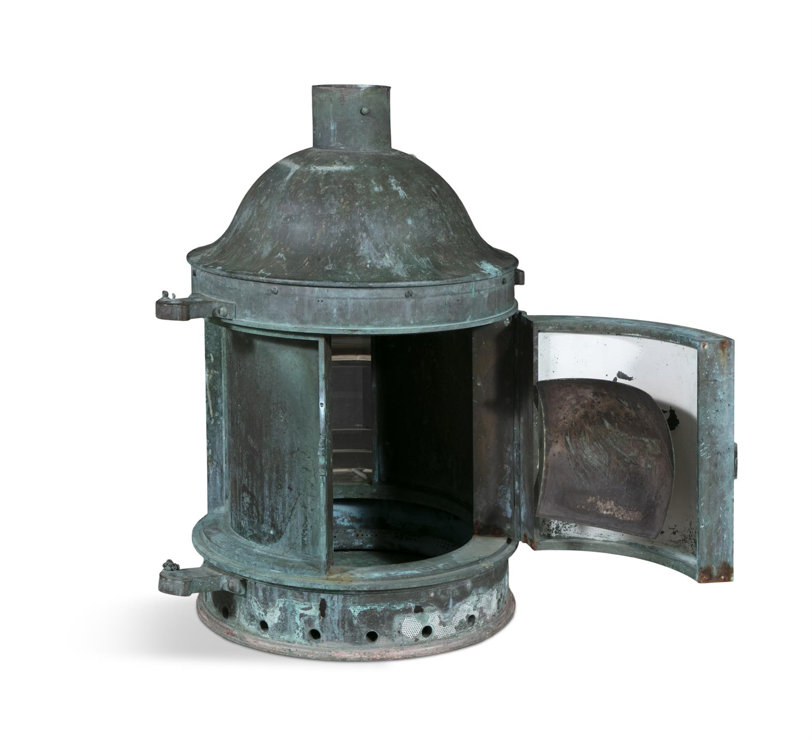 A COPPER NAUTICAL LANTERN, 19TH CENTURY with domed top and rounded fresnel glass panel, - Image 2 of 3