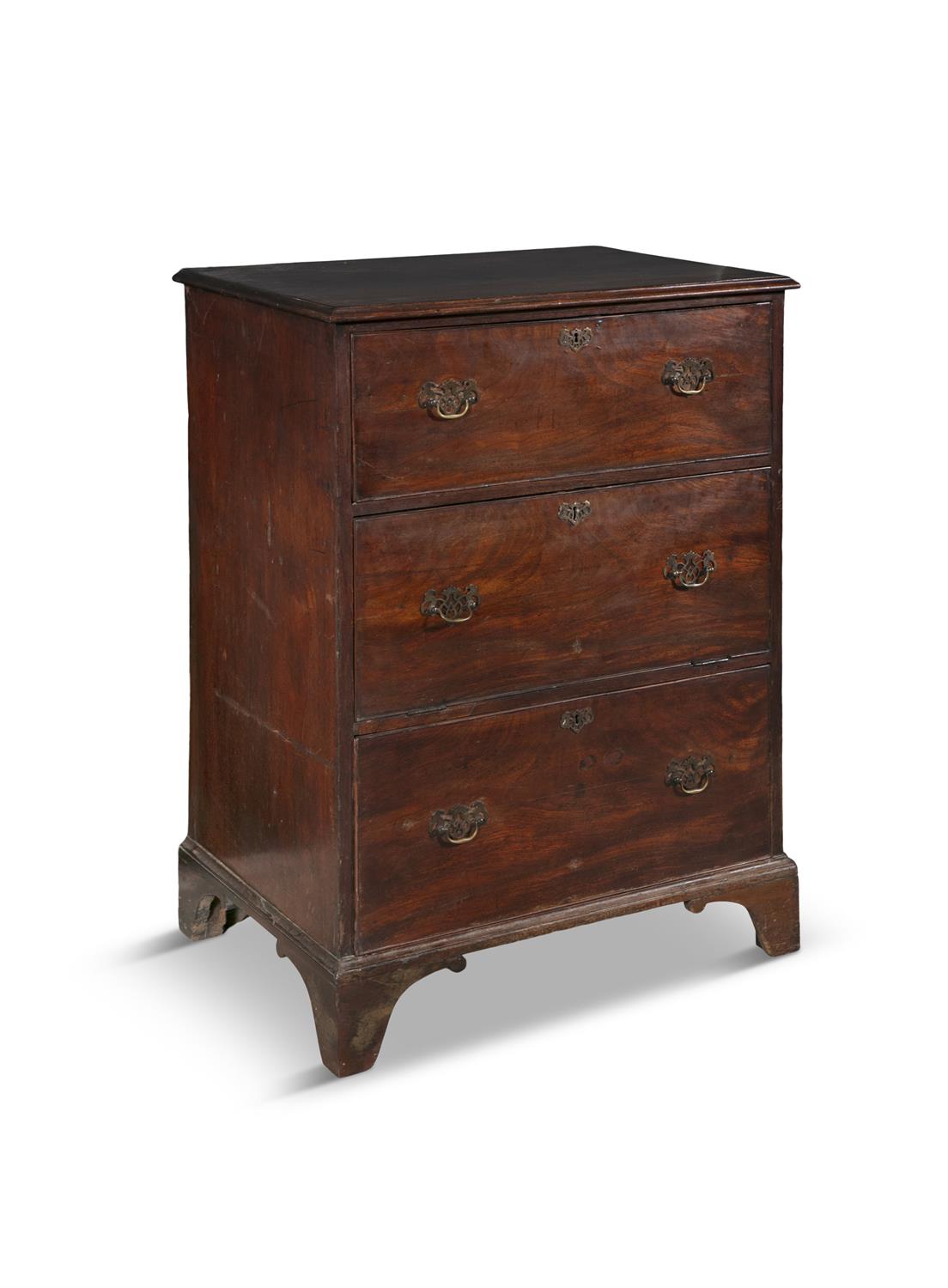 A GEORGE III MAHOGANY SECRETAIRE CHEST of upright rectangular form fitted with fall-front - Image 2 of 5