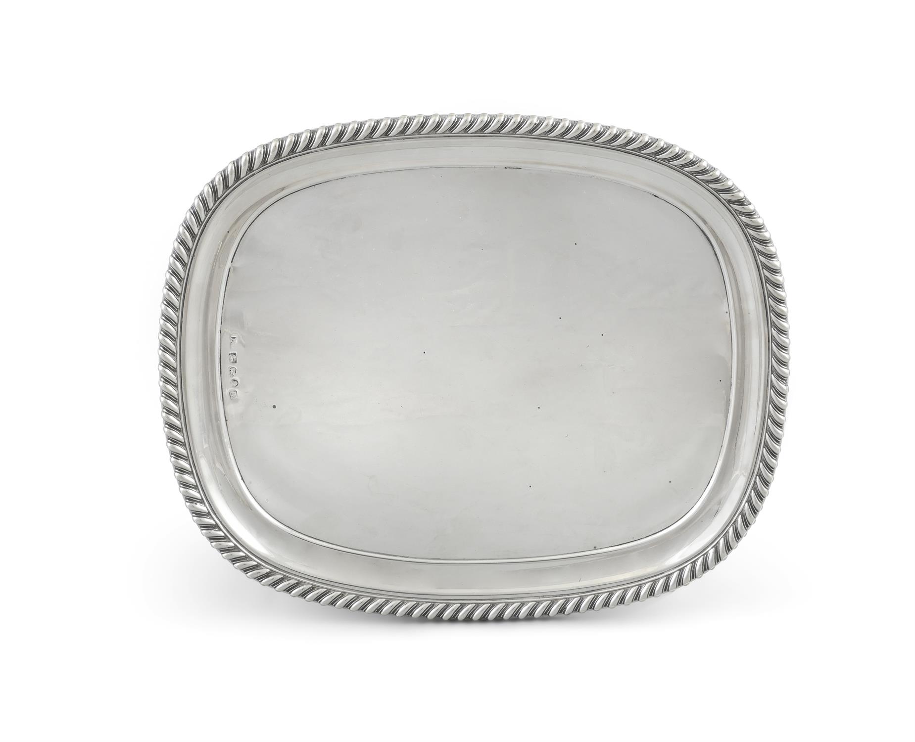 A GEORGE III SILVER CARD TRAY, Sheffield, c.1816, mark probably of John Watson & Son,