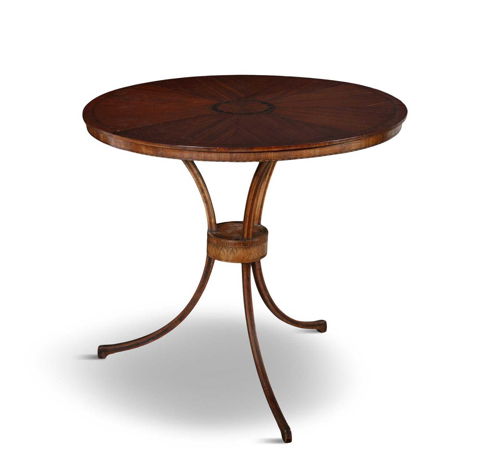 A MAHOGANY AND SATINWOOD INLAID CENTRE TABLE, LATE 18TH CENTURY, the top with central paterae - Image 2 of 4