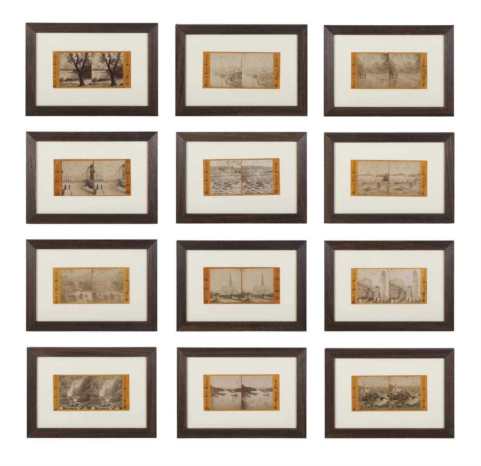 A COLLECTION OF TWELEVE VICTORIAN FRAMED STEREOGRAPHIC VIEWS OF IRELAND printed photographs