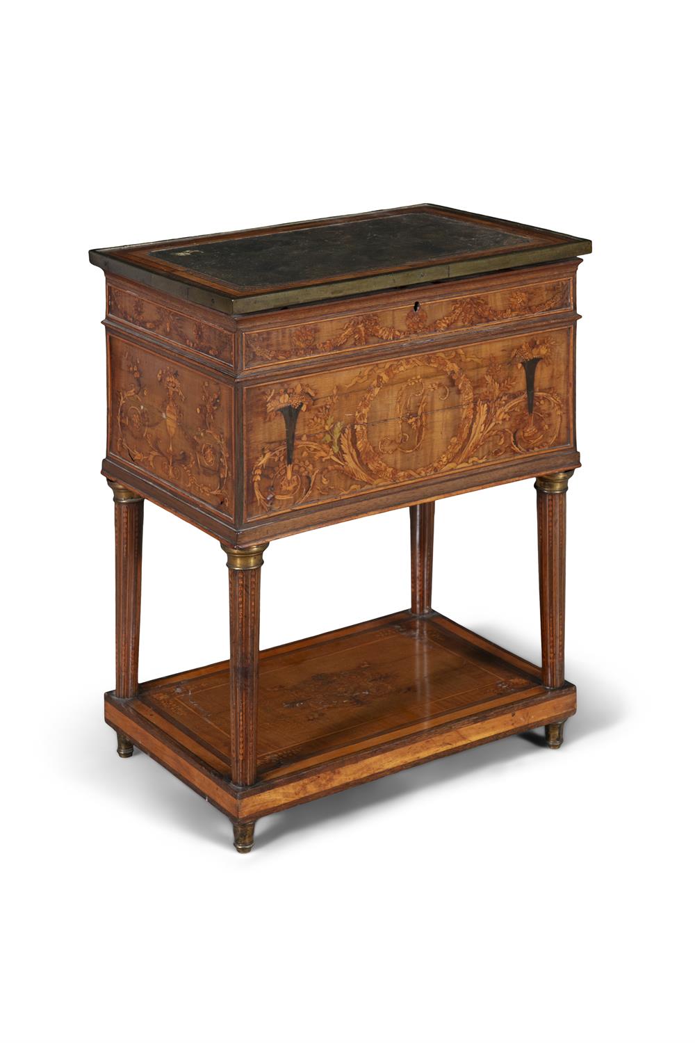 A NORTH ITALIAN SATINWOOD AND MARQUETRY CASKET SHAPED WRITING TABLE, 18TH CENTURY, - Image 2 of 7