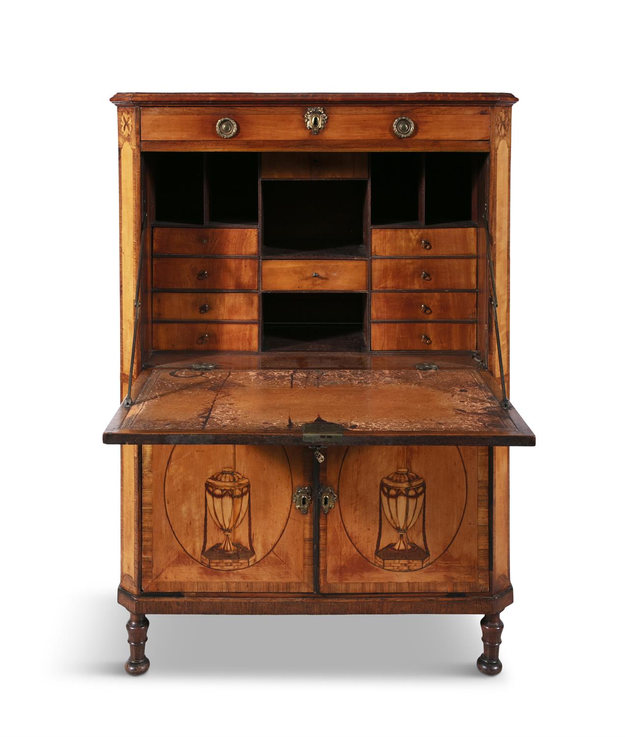 A DUTCH INLAID SATINWOOD SECRETAIRE À ABATTANT, 18TH CENTURY with fitted single frieze drawer, - Image 3 of 6