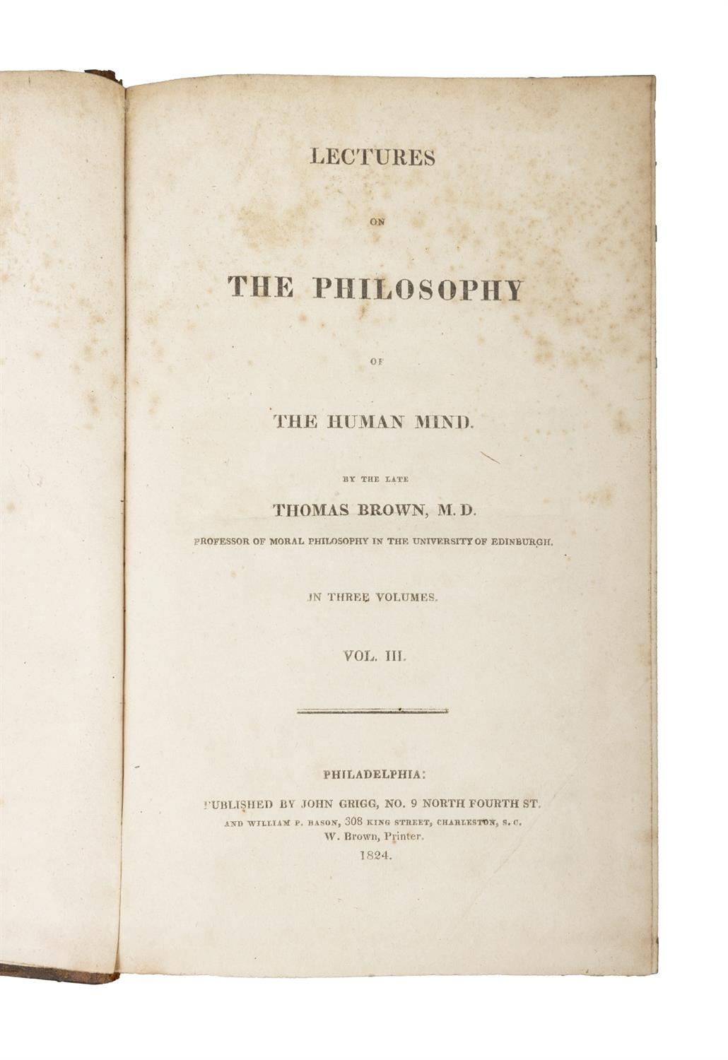 BROWN Thomas [1778-1820] Lectures on The Philosophy of The Human Mind (3 vols. - Image 4 of 5