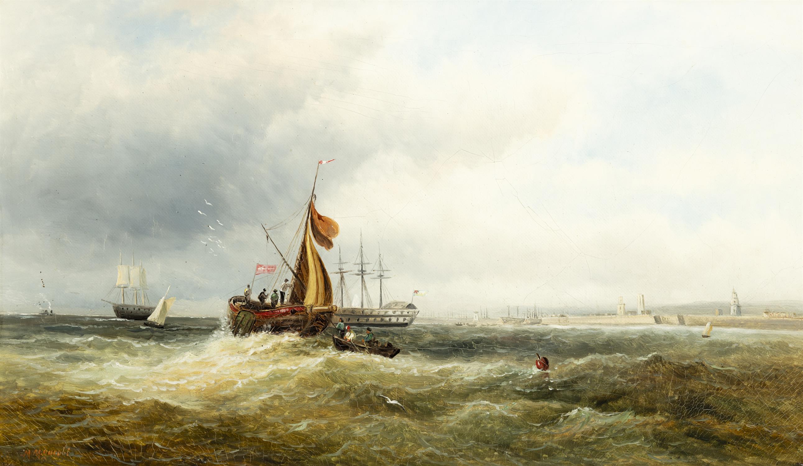 M. M. JACOBI, 19TH CENTURY Shipping off Portsmouth Oil on canvas, 30.5 x 51cm Signed lower left - Image 2 of 4
