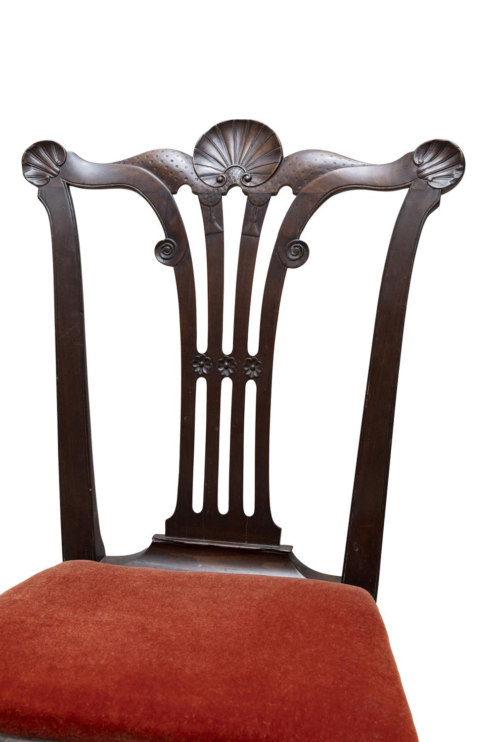 A PAIR OF IRISH MAHOGANY CHAIRS, C.1750, the waved crest rails accentuated with shell corners, - Image 5 of 5