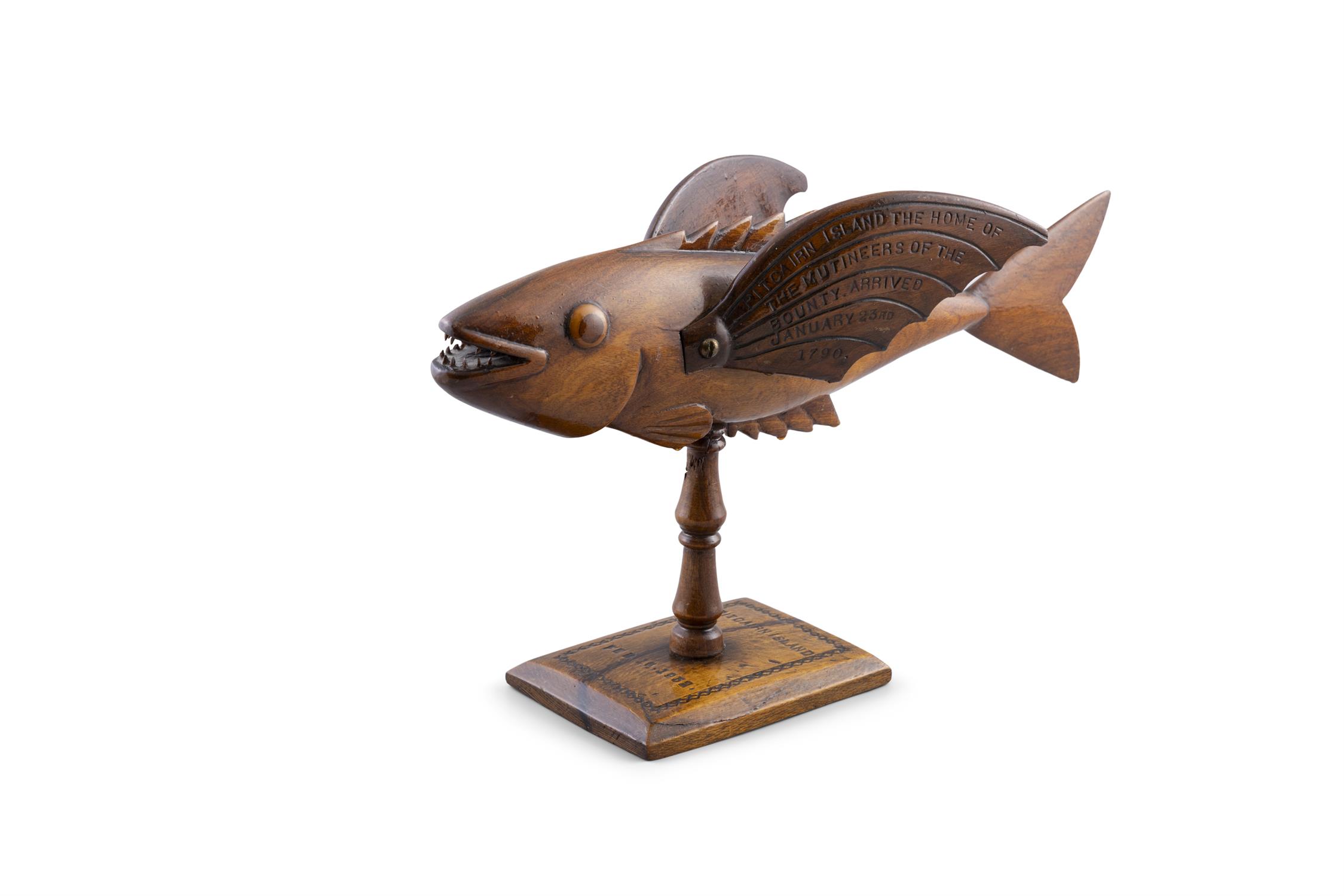FRED CHRISTIAN Sculpture of a flying fish Wood, on turned column support and square base, - Image 3 of 18