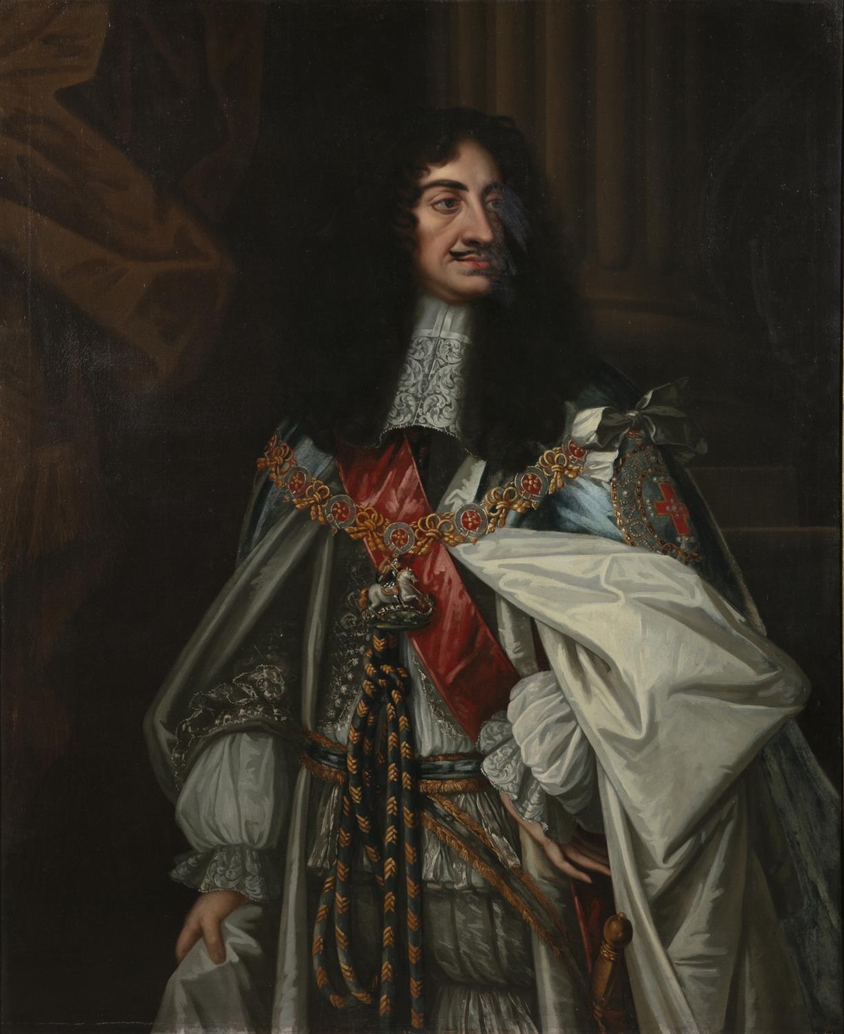 ATTRIBUTED TO SIR GODFREY KNELLER (1646-1723) Portrait of Charles II, three quarter length, - Image 2 of 17