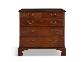 A GEORGE III MAHOGANY BATCHELOR'S CHEST, of rectangular form, with solid panel top and moulded