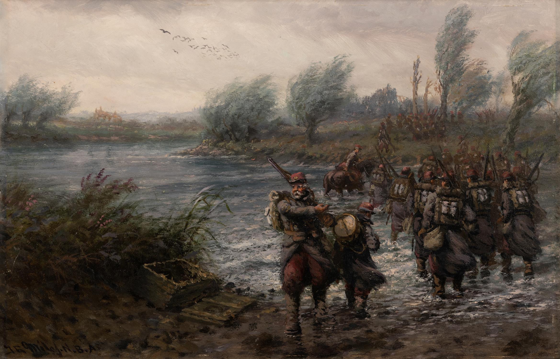 THOMAS ROSE MILES (1844-1916) The Advance Guard and Crossing the Ford A pair, oil on board, - Image 7 of 9