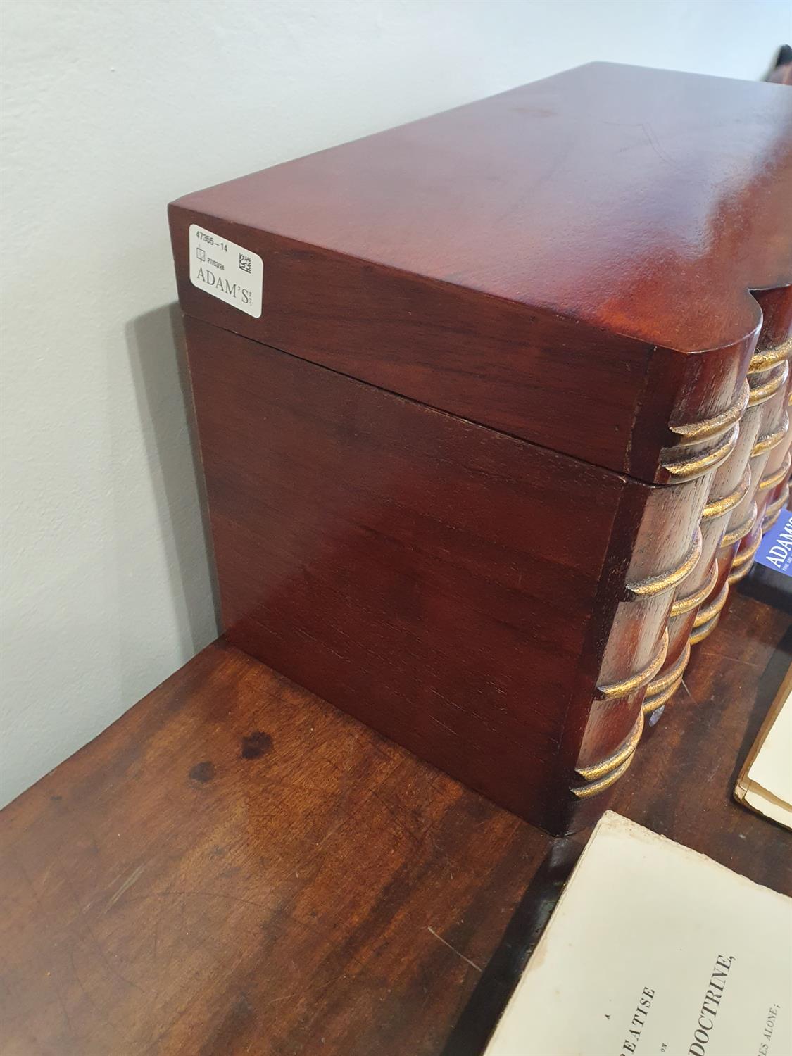 AN UNUSUAL PAIR OF NOVELTY LIBRARY STORAGE BOXES, EARLY 19TH CENTURY in mahogany and parcel gilt, - Image 12 of 15