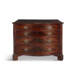 A GEORGE III MAHOGANY SERPENTINE CHEST OF FOUR DRAWERS, C.1760 with moulded rim,