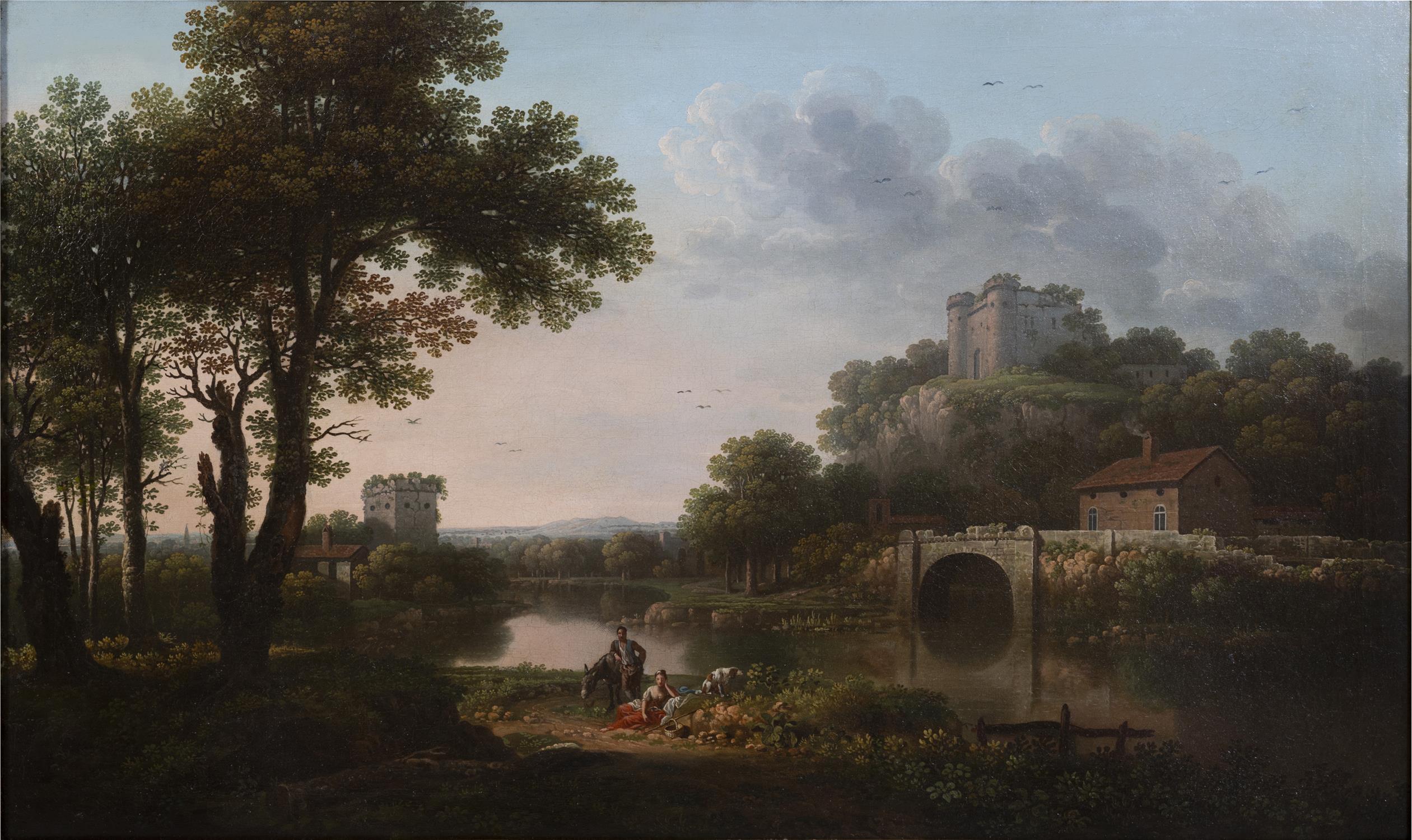 ROBERT CARVER (C. 1730-91) A Capriccio Landscape based on Dunmoe Castle, County Meath Oil on - Image 2 of 3