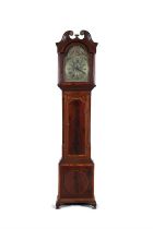 A GEORGE III INLAID MAHOGANY LONGCASE CLOCK, C.1760 the hood with swan neck pediment,