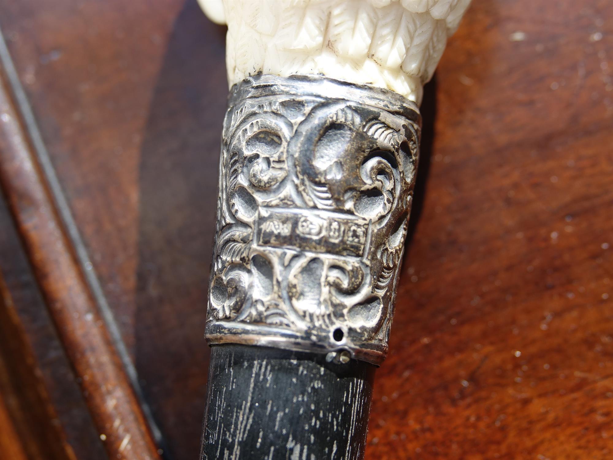 *A WALKING CANE, 19TH CENTURY with carved ivory 'fist handle' top in the shape of parrot's head, - Image 12 of 12