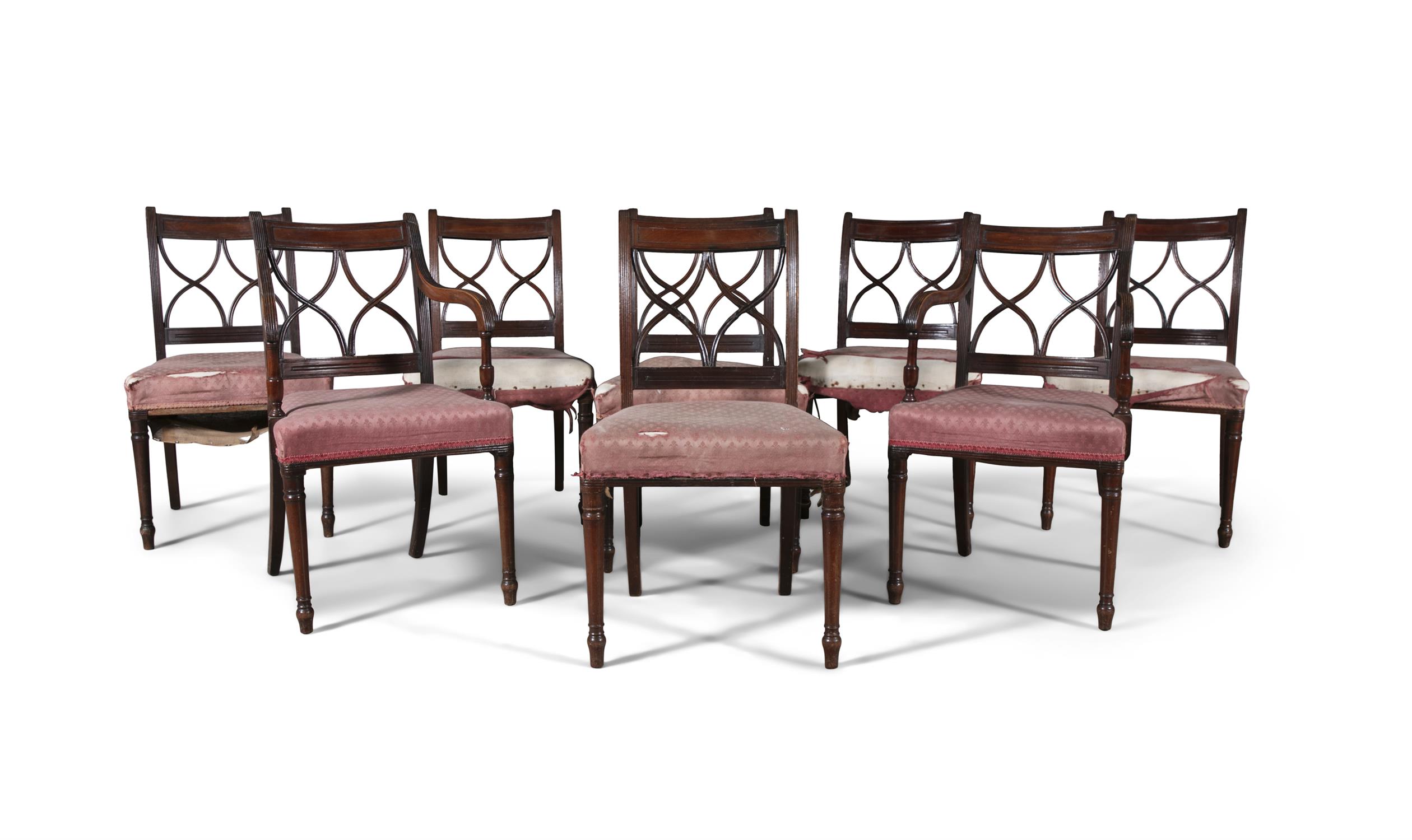 A SET OF EIGHT FEDERAL MAHOGANY DINING CHAIRS, PHILADELPHIA, EARLY 19TH CENTURY comprising two