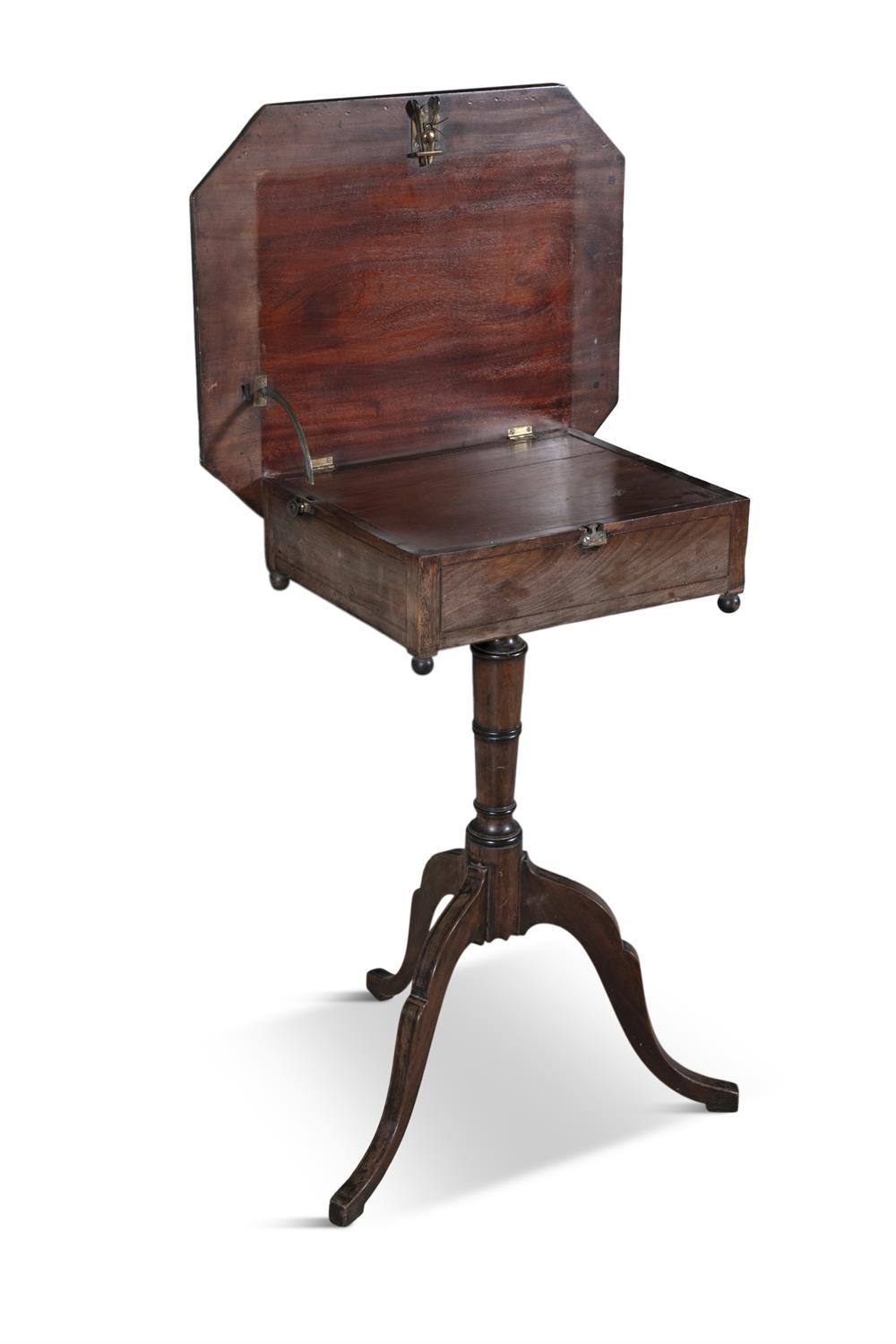 A MAHOGANY READING TABLE, ENGLISH 19TH CENTURY, the top with low moulded gallery and canted - Image 3 of 3