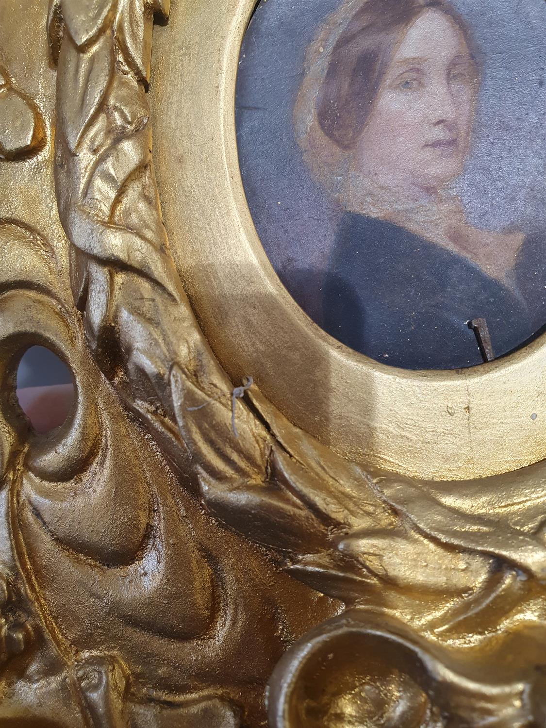 TWO GILTWOOD AND GESSO PIERCED CARVED FRAMES, each with central oval picture opening in the - Image 22 of 33