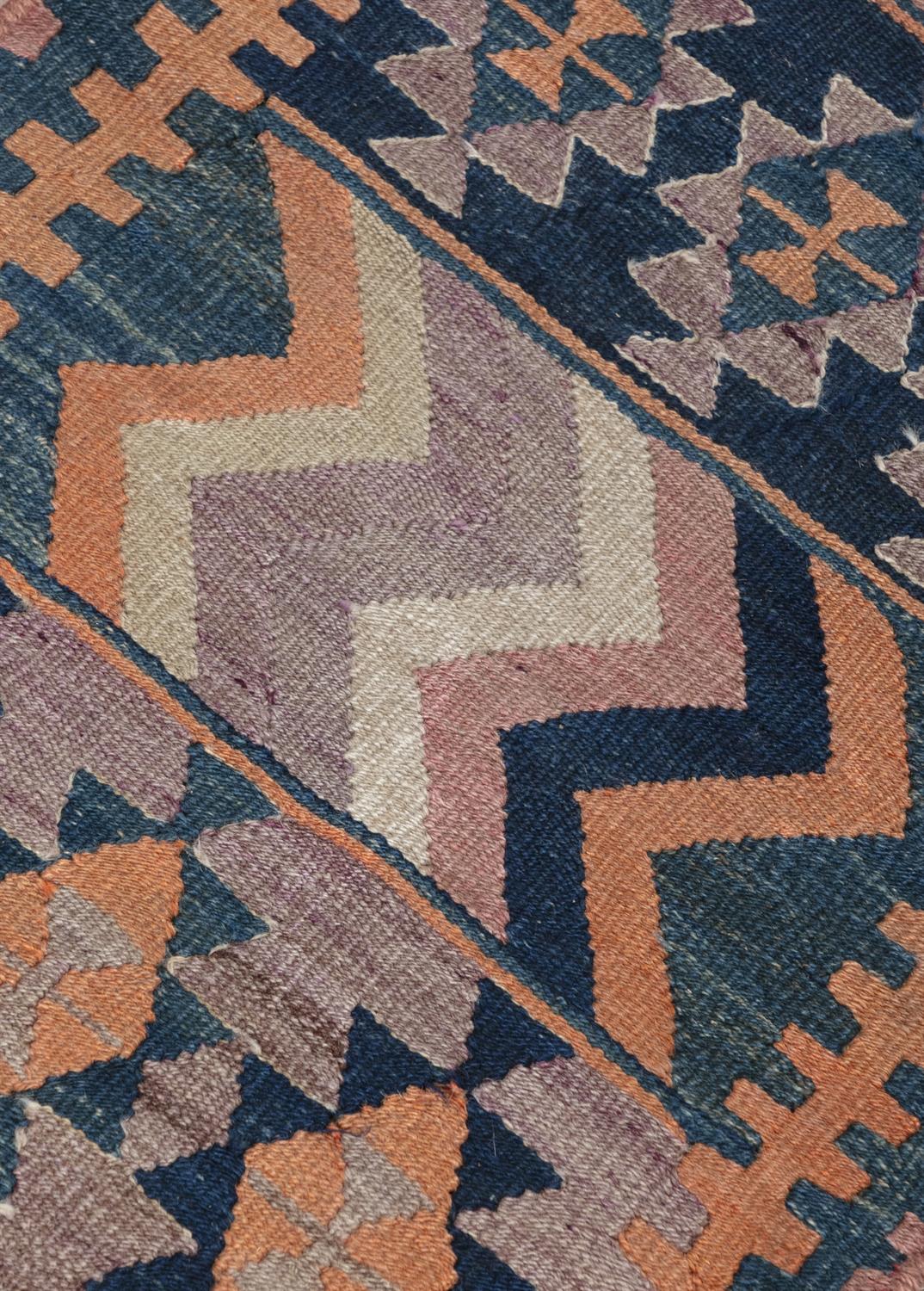 A FLAT-WOVEN KILIM RUNNER, CA. 1940s, 238 x 56cm the central reserve woven with thirteen rows of - Image 3 of 12