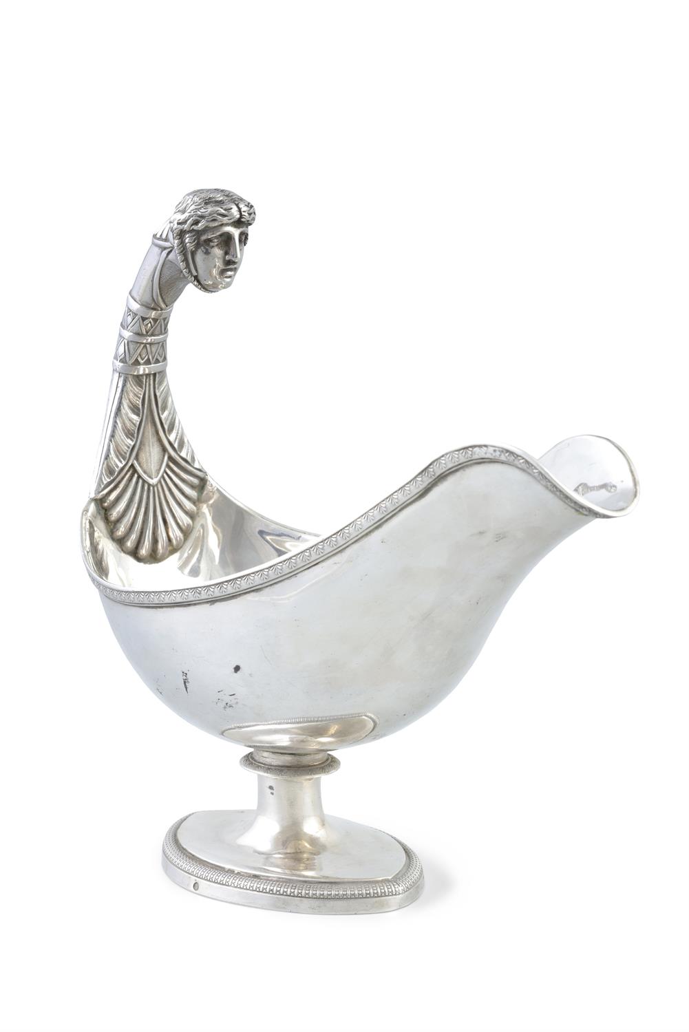 A NEO-CLASSICAL FRENCH SILVER SAUCE BOAT, Paris c.1800, Directoire Period, the flying