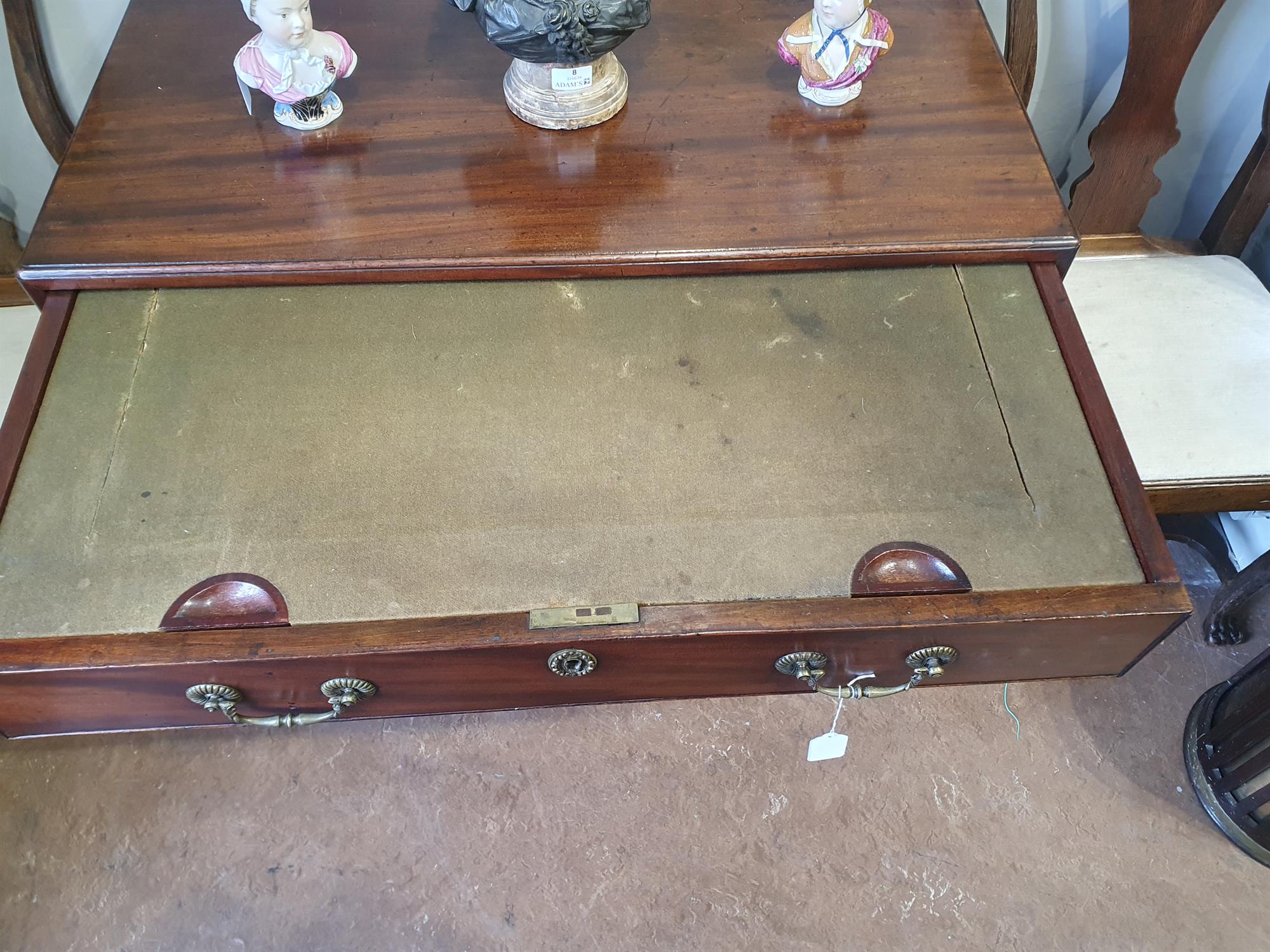 A GEORGE III MAHOGANY KNEEHOLE DESK, of rectangular shape, fitted with long drawer above a - Image 10 of 20