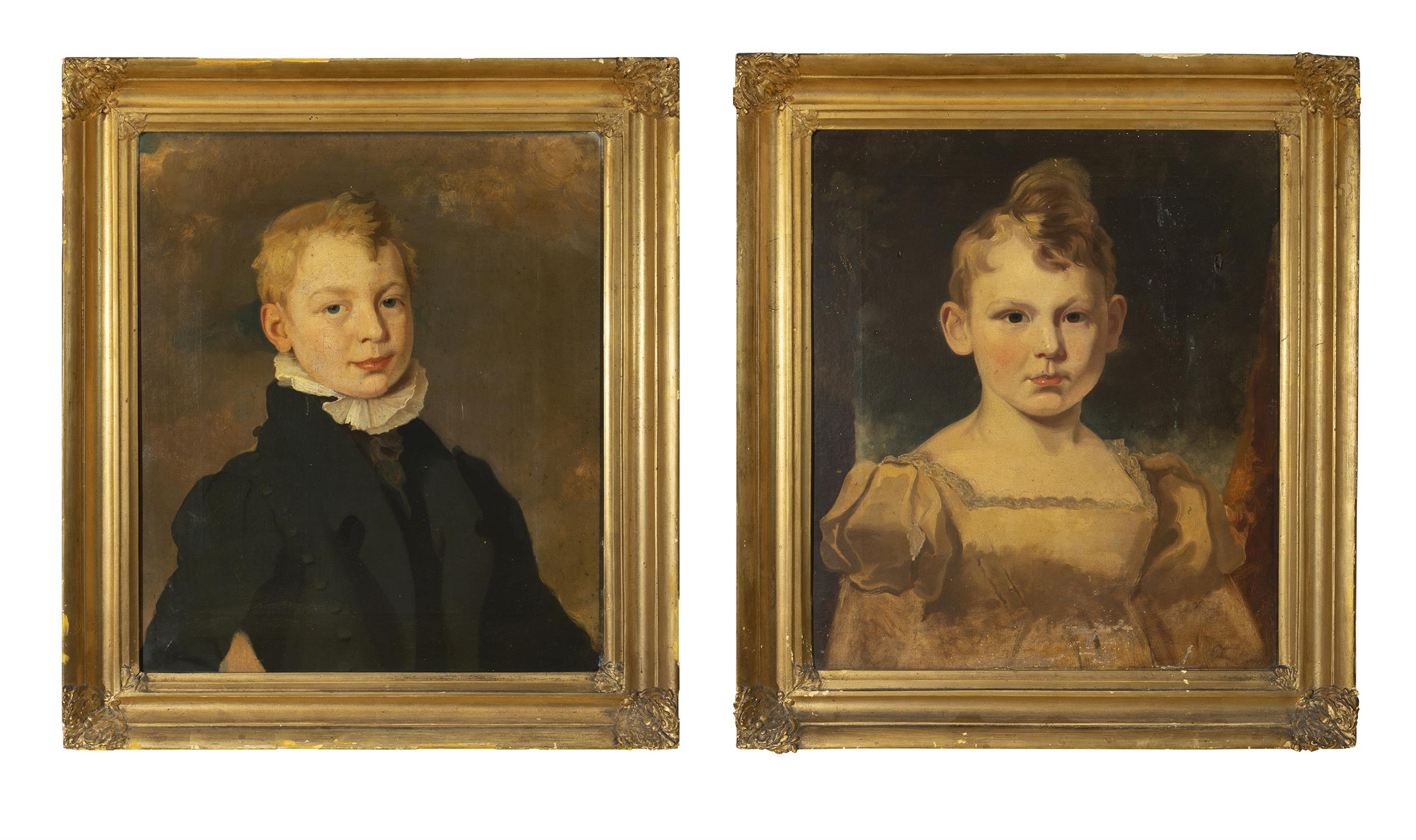 18TH CENTURY A pair of Portraits Oils on canvas, each 53.5 x 44cm