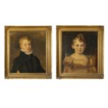 18TH CENTURY A pair of Portraits Oils on canvas, each 53.5 x 44cm