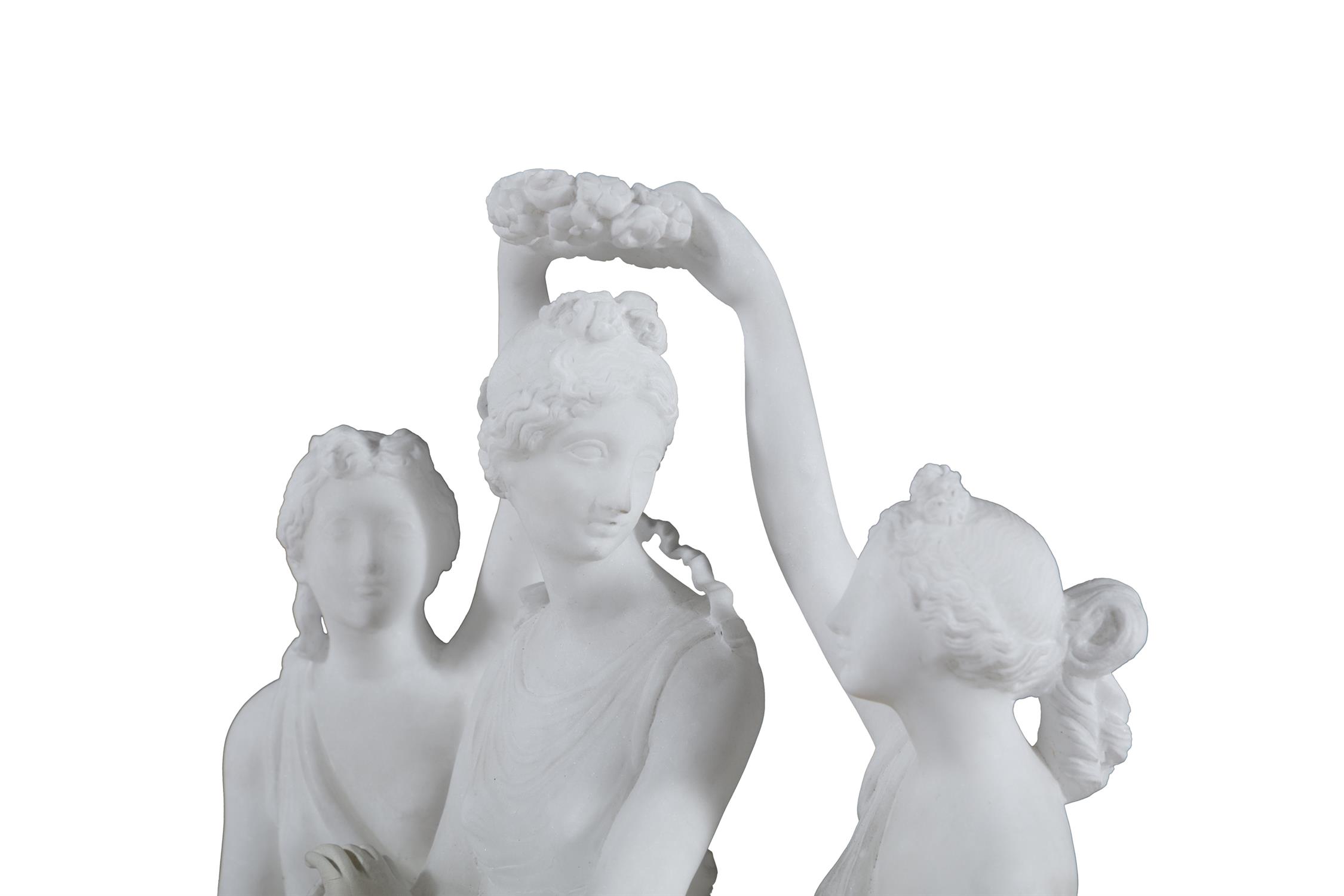 AFTER ANTONIO CANOVA, The Three Graces Modelled as three classical ladies linked in a dancing - Image 3 of 21