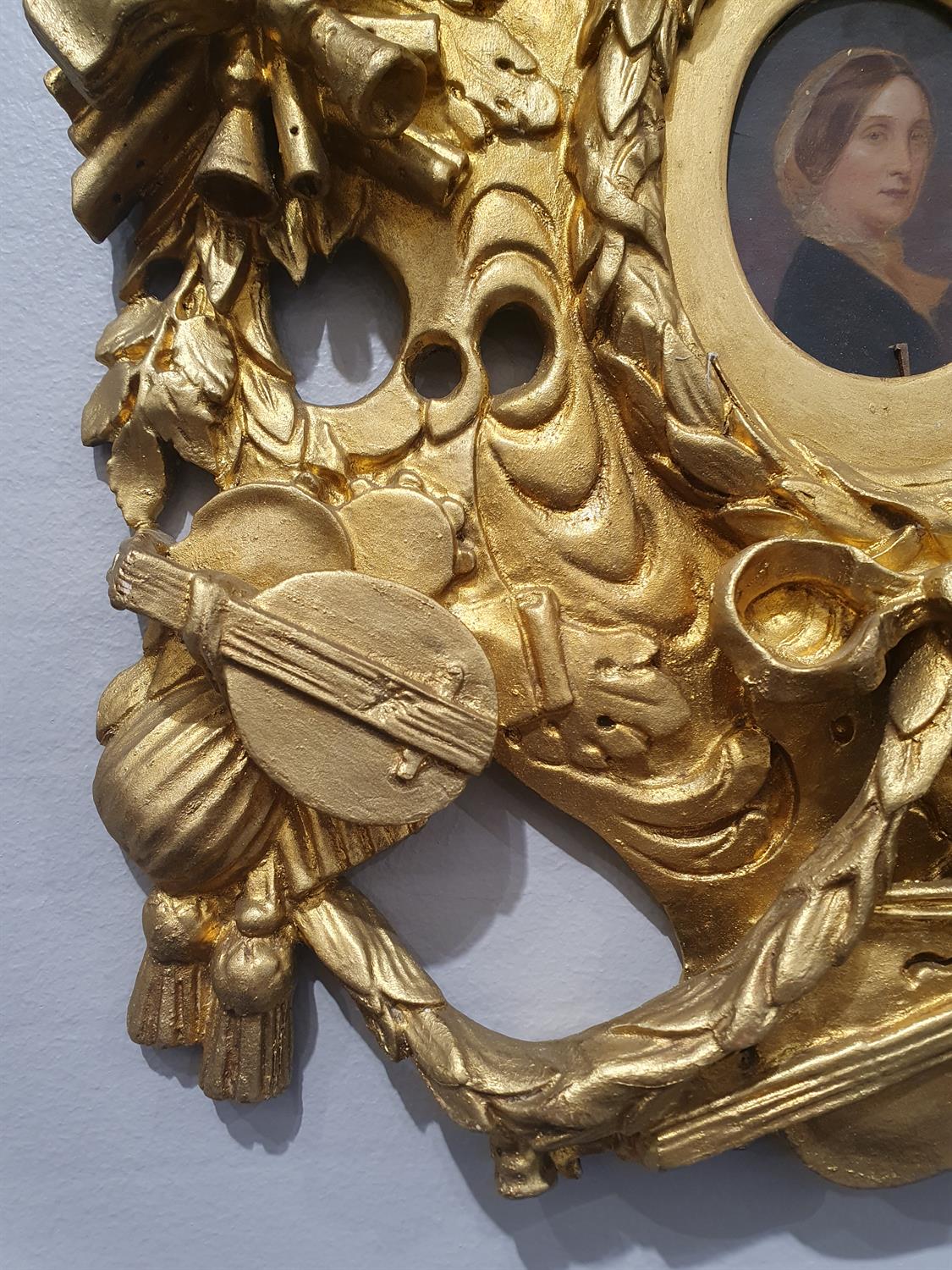 TWO GILTWOOD AND GESSO PIERCED CARVED FRAMES, each with central oval picture opening in the - Image 17 of 33