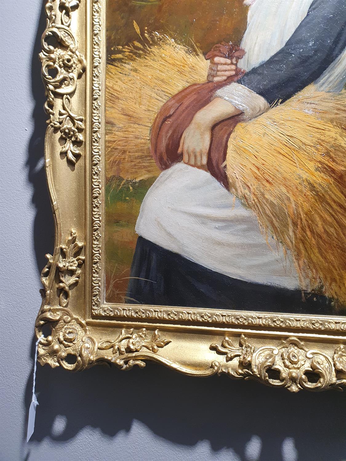 CHARLES SILLEM LIDDERDALE (1830-1895) Portrait of a Country Girl Carrying a Wheatsheaf Oil on - Image 15 of 16